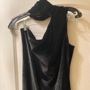 Miscreants black velvet one shoulder mock neck dress